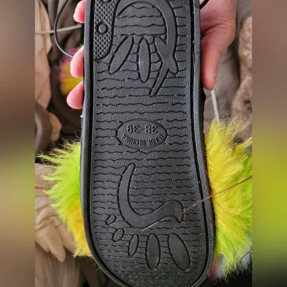 Colorful Furry Slippers - Picture 2 of 2